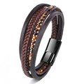 2022 Classic Hot Sale Hand Braided Beaded Leather Stainless Steel Alloy Men's Bracelet