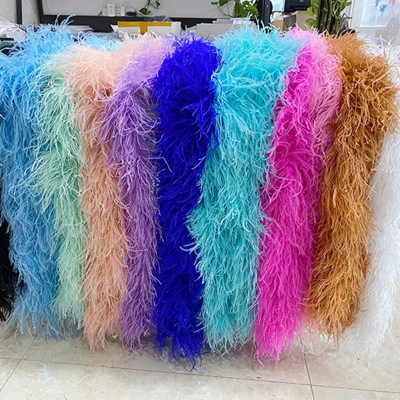Purple Ostrich Feathers 1-6ply Leading Feather Supplier Cheaper Ostrich Feather Boa Trimming Fluffy Boa