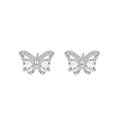 Butterfly Earrings 925 Sterling Silver Cubic Zirconia 18K Gold Plated Simple Cute Stud Set for Women Fine Jewelry Gift Wholesale