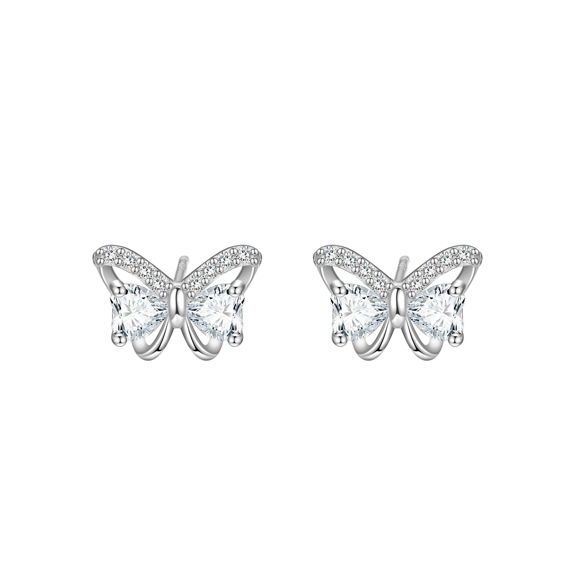 Butterfly Earrings 925 Sterling Silver Cubic Zirconia 18K Gold Plated Simple Cute Stud Set for Women Fine Jewelry Gift Wholesale