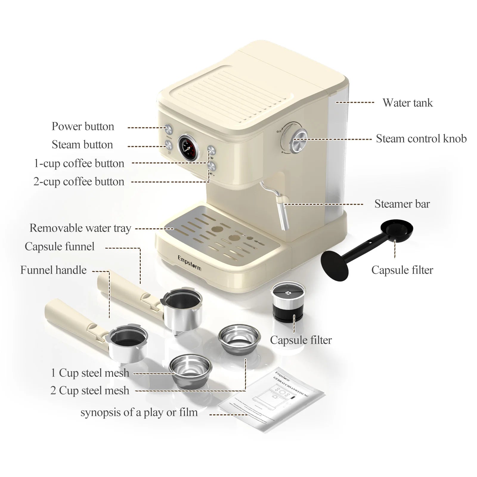 For Empstorm Professional Multifunctional Home Espresso Capsule Coffee Machine Best Supplier for Nespresso Capsules Electric Pow