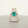 HQ GEMS Custom Size 7x9mm Lab Grown Hydrothermal Emerald Stone 2 Carat Women S925 Sliver Ring