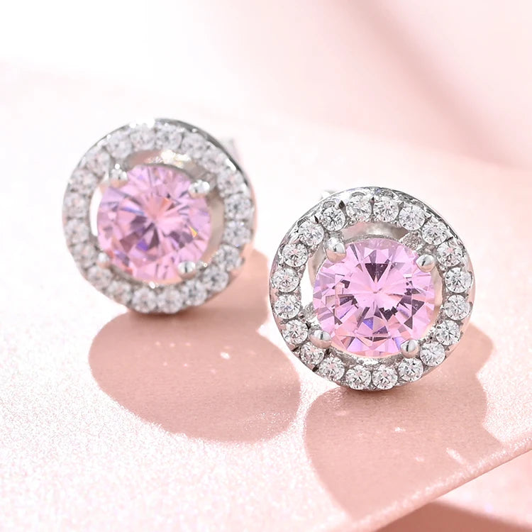 Classic 925 Sterling Silver Cubic Zirconia Stud Earrings Custom CZ Design Stud Earrings