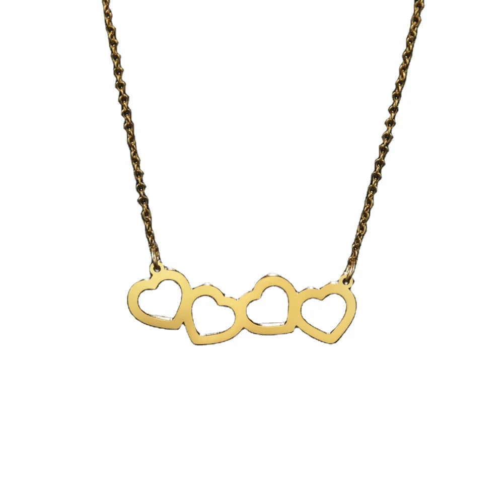 Sweet Love Connection Heart Choker Necklace Statement Girlfriend Gift Cute Gold Color Necklace Stainless Steel Jewelry