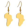 Stainless Steel Gold Plated Unique African Africa Earrings Map Pendant Dangle Drop Earring for Women China Supplier