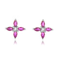 Hot selling 925 sterling silver pink diamond studs women fashion simple colored diamond zircon stud earrings