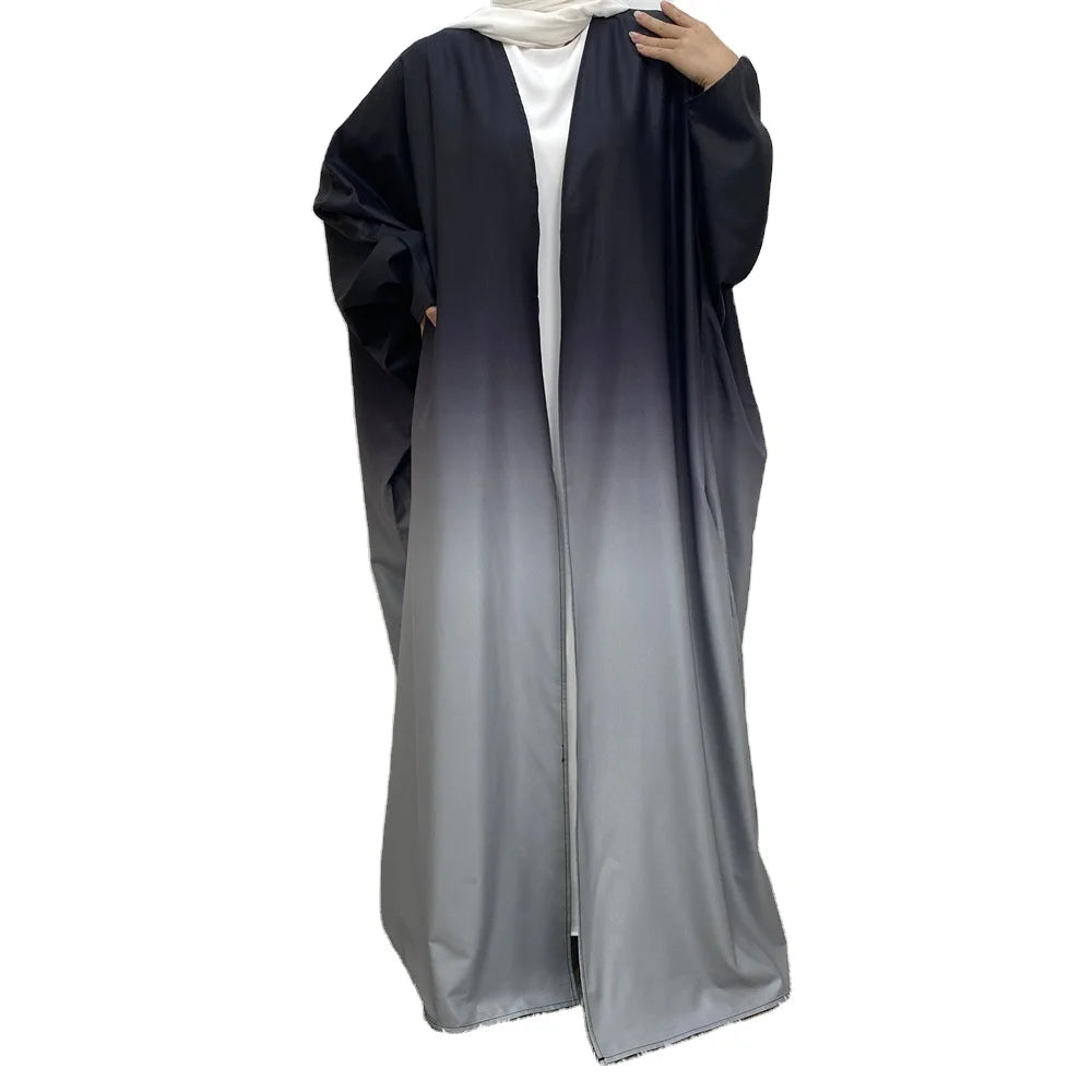 Gradient Color batwing Sleeve Soft Feeling Material Middle East Arab American Muslim Women EID Kaftan Dress
