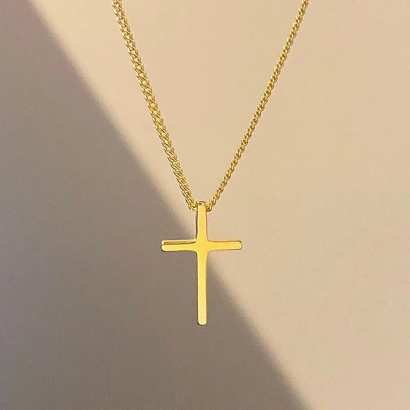 925 Sterling Silver Gold Plated Minimalist Cross Pendant Necklaces Fine Jewelry for Women