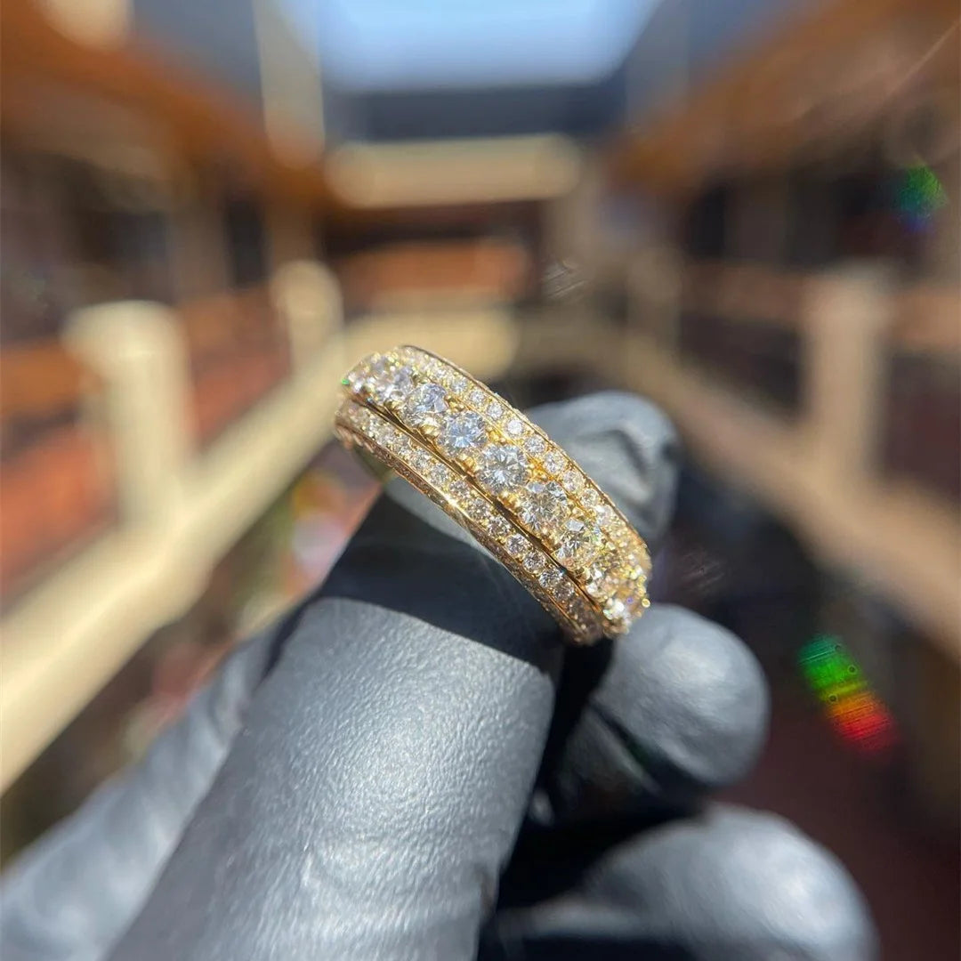 2021 Spinning Eternity Bands Solid 925 Sterling Silver Moissanite Diamond Eternity Band Ring
