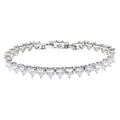 Silver Plated Tiny Heart Shape Cubic Zirconia Valentine's Day Chain Tennis Bracelet for Women Wedding Bridal Party Accessories
