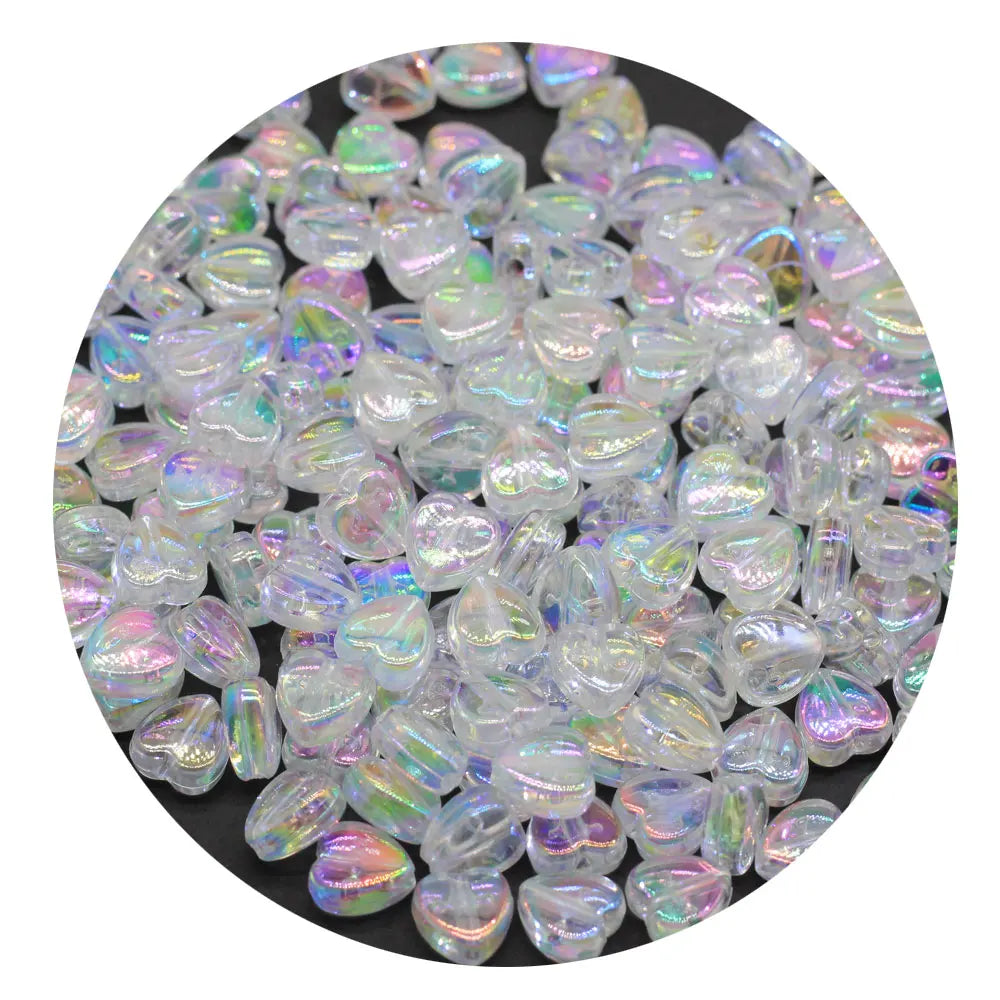 Transparent AB Color Love Heart Acrylic Beads Loose Spacer Beads for Jewelry Making DIY Handmade Bracelet Earrings