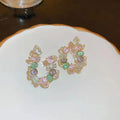 Bridal Crystal Zircon Rhinestone Hoop Earrings Geometric Women New Fashion Jewelry Korean U Shape Stud Earrings