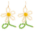 Kaimei 100 Designs Temperament Handmade Beaded Flower Earrings for Woman Cute Colorful Glass Beads Handmade Earrings Jewelry