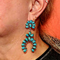 SC Hot Selling Exaggerated Statement Earrings Vintage Big C Shape Earrings Temperament Bohemia Turquoise Hoop Earrings for Women