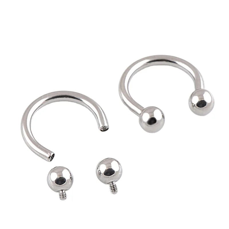 ASTM F136 G23 Titanium Internal Thread Horseshoe C Shape Ring Piercing Women Body Jewelry