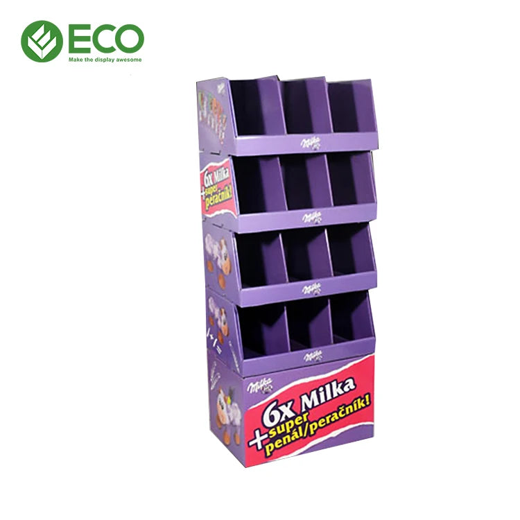 Custom Printed Cardboard Floor Display Food Corrugated Paper Display Stand Cardboard Display