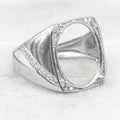 Sterling Silver 12*16mm Semi Mount Man Ring Empty Support Blank Claws Setting S925 Prongs Base Without Center Stone DIY Inlay
