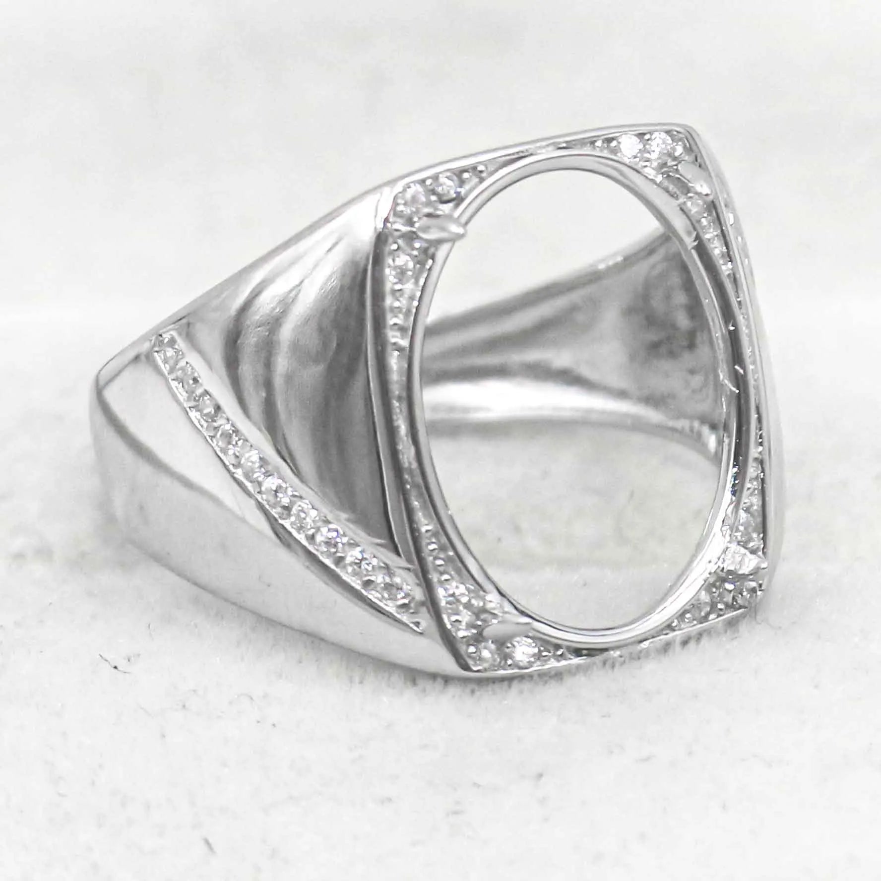 Sterling Silver 12*16mm Semi Mount Man Ring Empty Support Blank Claws Setting S925 Prongs Base Without Center Stone DIY Inlay