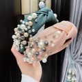 Fashion Girls Luxury Hair Accessories Bling Hairbands Pearl Rhinestone Knot Headband for Women
