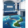 Modern Bird's-eye View Island Turbulent Waves Printed Self-adhesive Waterproof Eco-friendly 3D PVC Living Room Bathroom Floor