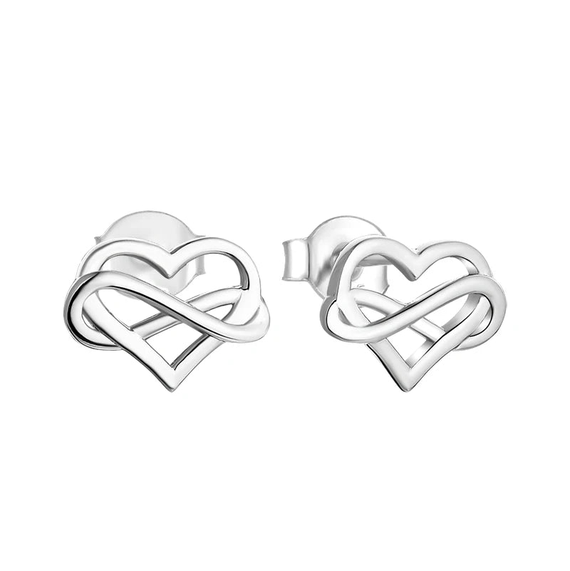 Yh Jewellery Fine Jewelry Woman 925 Sterling Silver Hollow Love Heart Infinite 8 Shaped Post Stud Earring