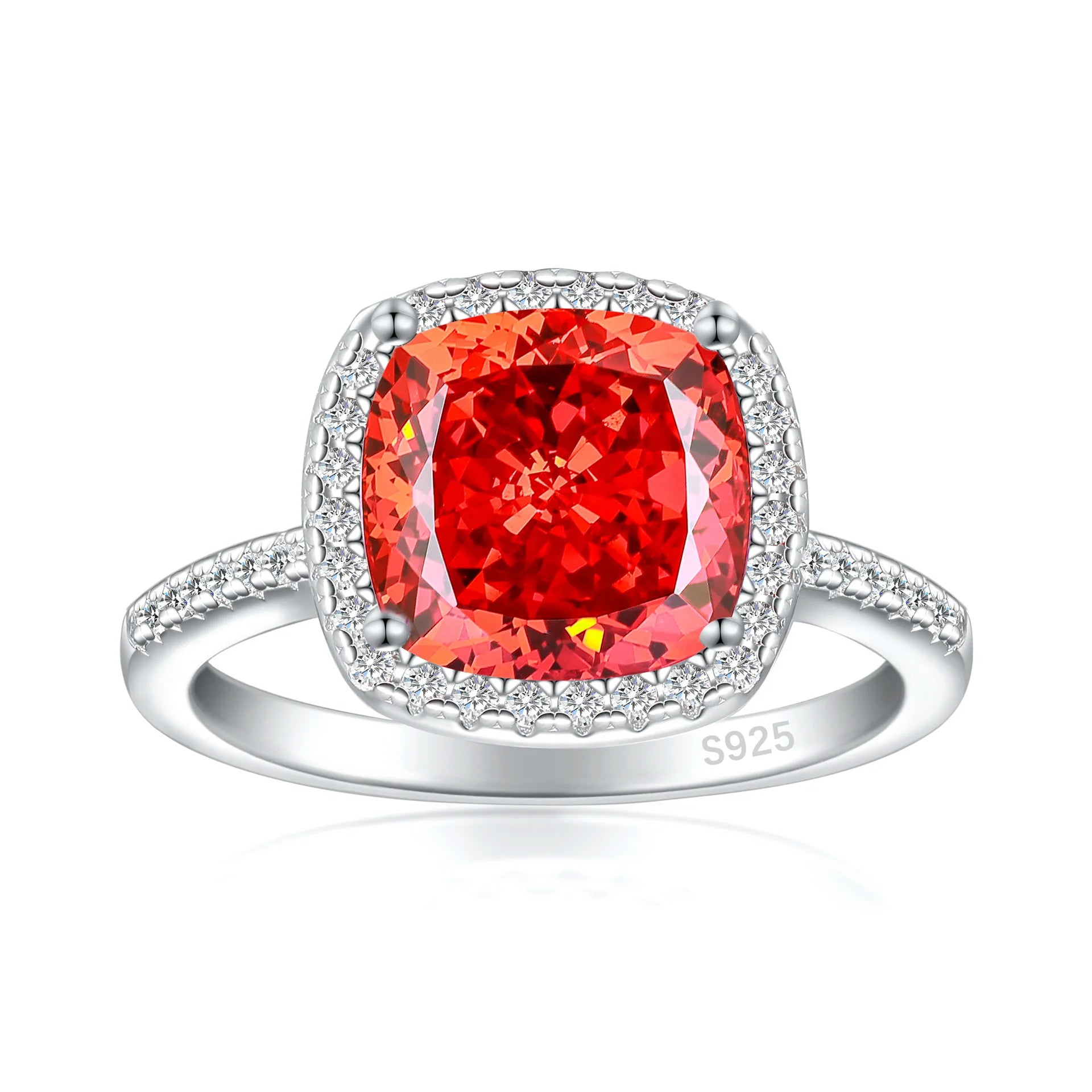 Somen Luxury Jewelry 5A Colorful Cushion Cut 3.5CT Cubic Zircon S925 Sterling Silver Solitaire Engagement Wedding Rings