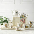 QIAN HU Retro English Style Ceramic Teapot and Cup Set Porcelain Home Decor for Perfecting Your Afternoon Tea Experience