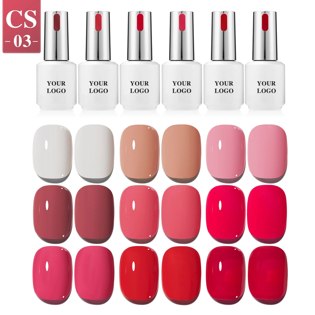 Vendeeni OEM/ODM Summer Popular 9colors Red Uv Polish Gel Nail Wholesale Nail Art Supplies Rose pink Gel Uv Nail Gel Polish Set