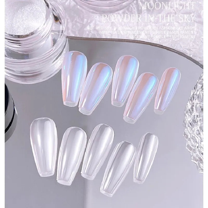 Aurora Powder Customize Logo Moon Light Powder in the Sky White Mirror Effect Nail Pigment Aurora