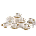 Restaurant Luxury Porcelain Coffee Cup with Saucer Ceramic Gold Tea Cup Sets 6 Cup 6 Saucer Set