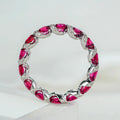 Lanphear Gorgeous Genuine Jewelry 18K Gold Natural Oval Cut Ruby Vintage Party Engagement Wedding Eternity Ring