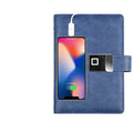 Customized Leather Wireless Fingerprint Lock Loose Leaf Notebook with Reading Lamp Led Fingerprint Notebook with Power Bank