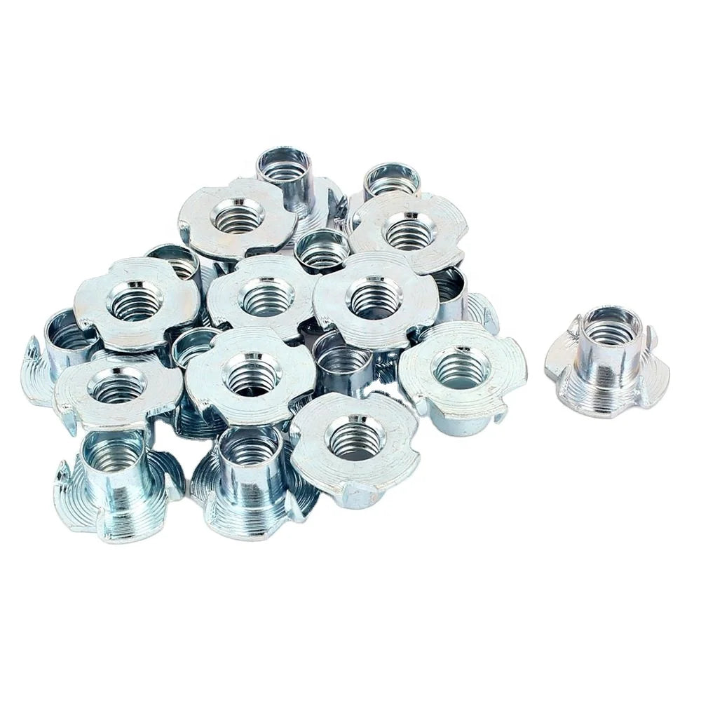 10-24 3/8 M5 M6 M8 Zinc Plated Steel Connector Furniture Nut With Prongs