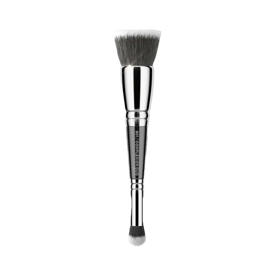 Luxury Large Double-Ended Fan Brush Custom Logo Foundation Blending Concealer Wood Handle Customizable Face Makeup Brush