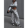 F230577 Factory Custom Tracksuit Women's Terry Crop Top Hoodie Sweatshirt and Cargo Pant Jogger Set 2 Pieces Womens Suits Set
