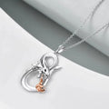 S925 Sterling Silver Two Tone Infinity Fire Breathing Dragon Pendant Necklace