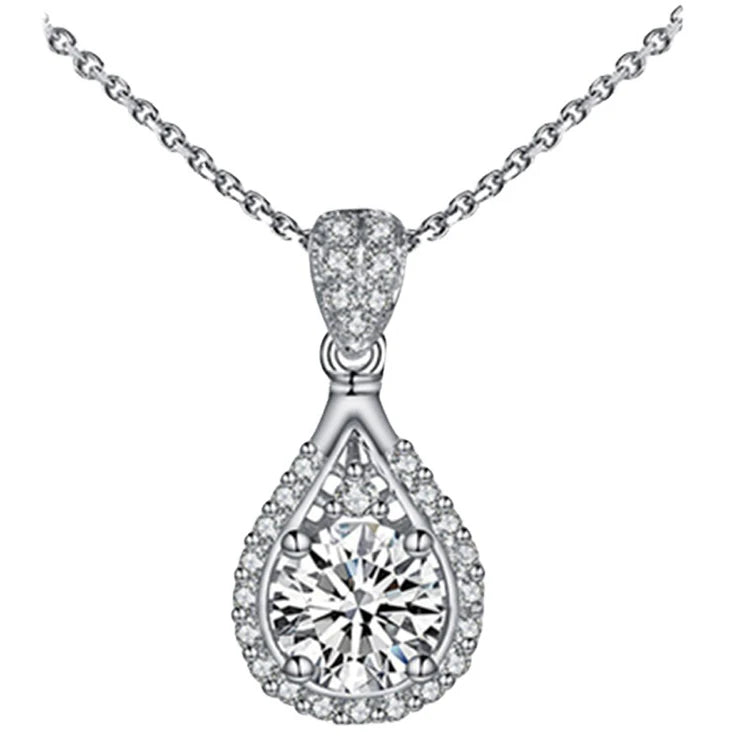 Y166 Wholesale Colliers Clavicle Chain Mosinite Diamonds Water Drop Shaped Pendant Necklace for Women Fashion Jewelry Necklaces