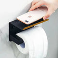 Modern Stainless Steel Wall Mount Toilet Paper Holder with Phone Shelf for Bathroom Use