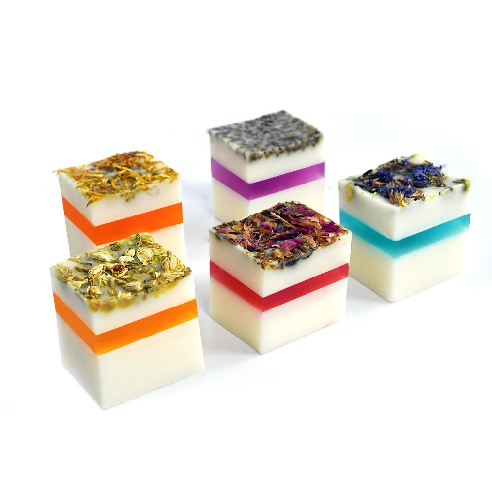 New Arrival Hot Sale Basic Skin Care Hand Body Cleaning Handmade Soap 100g Colorful Natural Scented Dried Flower Petals Soap MegaBDM