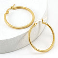 Factory Wholesale Thread Design Stainless Steel Round Shape Non Tarnish 18k Gold Vermeil Large Hoop Earrings