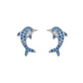 Factory Wholesale 925 Sterling Silver Dolphin Stud Earrings for Women Elegant Wedding Party Jewelry Cute Zircon Engagement Gift
