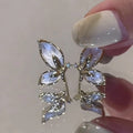 2022 Design Rhinestone Ear Stud Butterfly Wing Stud Earrings Super Fairy 925 Silver Crystal Earring For Women Jewelry