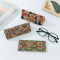 Cork Foldable Glasses Case Retro Printed Eyeglass Box Portable Protective Hard Shell Sunglasses Storage Box