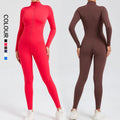 SHINBENE Womens Long Sleeve Bodysuit Shirts Turtle Neck Zip up Tight Full Length Jumpsuit
