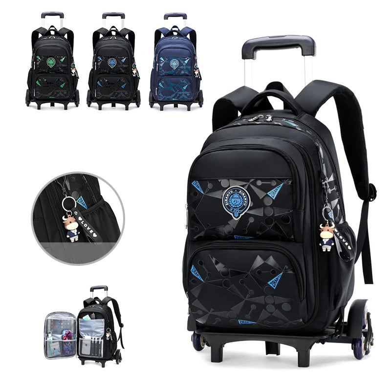 Wholesale Large Capacity Trolley Backpack Cartoon Children School Trolley Backpack Kids Wheel School Bags