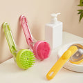 Long Handle Silicone Scalp Massager Brush Cushion Design Liquid Dispensing Exfoliating Bath Shower Scrubber Custom Logo Option