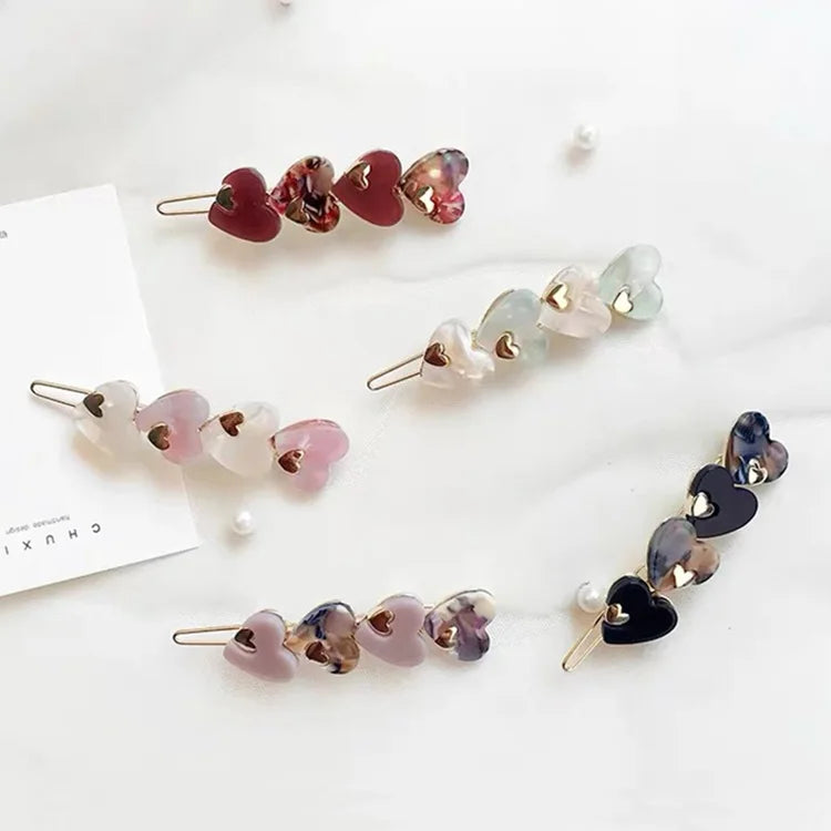 Minimalist Acetate Heart Shaped Hair Clip Barrettes for Women and Girls Side Hairpin Hair Grips