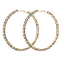 Women Jewelry New Arrival Big Large Silver Plated Color Rhinestone Diamond Hoop Earrings