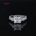 Cadermay Jewelry 925 Sterling Silver 7x7mm 2ct Princess Cut Moissanite Diamond Engagement Anniversary Wedding Ring