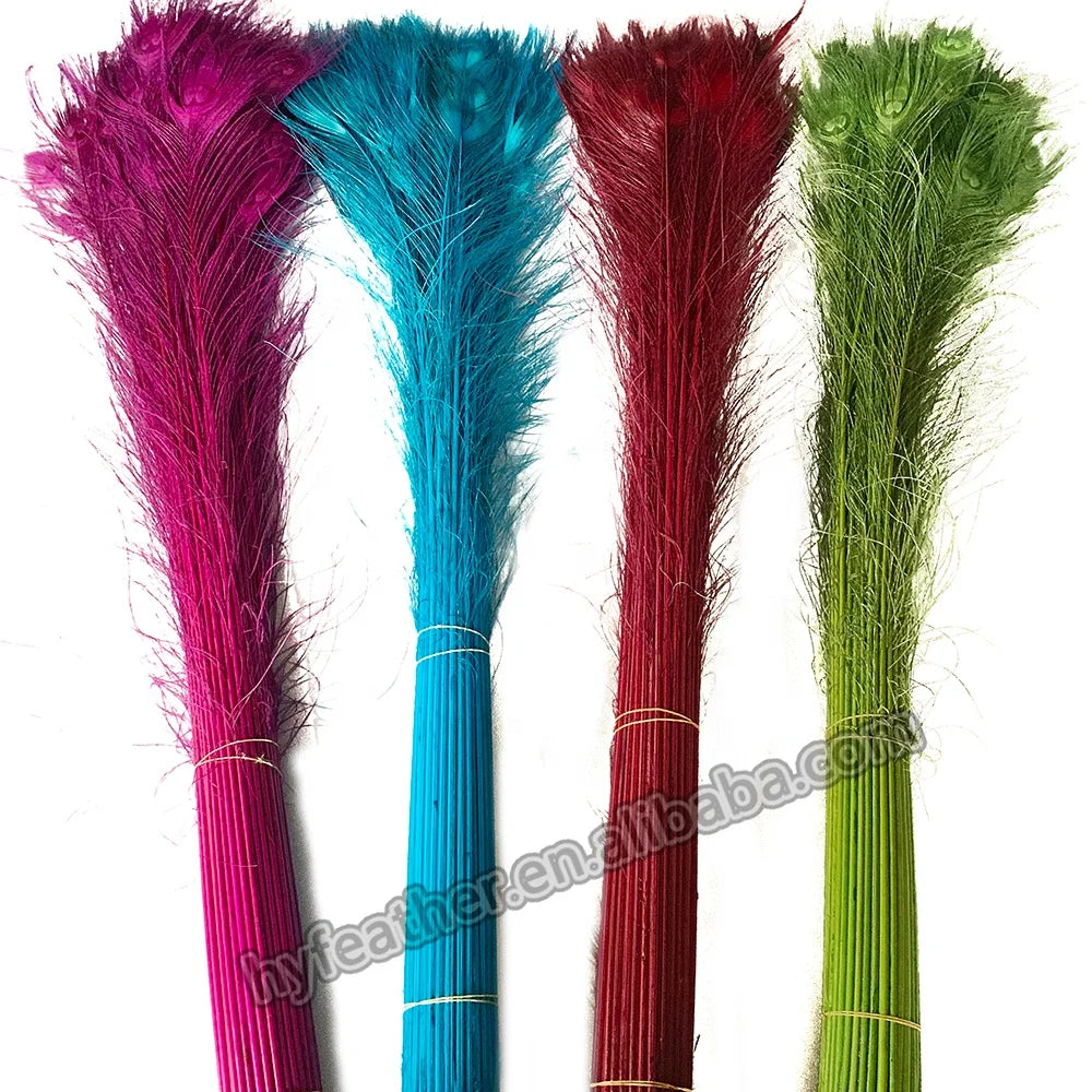 Dyed Bulk Natural Peacock Feather for Party Carnival Home Wedding Centerpiece Christmas Holiday Decor DIY Craft Floral Costume